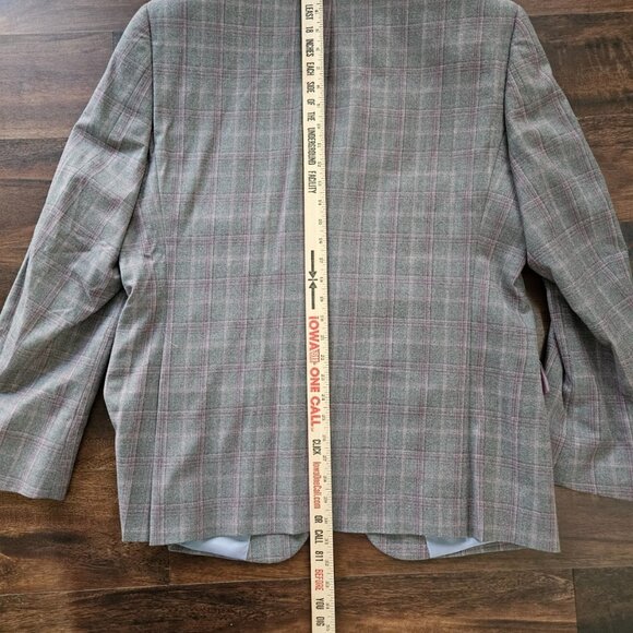 NWT Daniel Hechter Lightweight Gray/Purple Plaid Wool Sport Coat - Men's 44R - Picture 12 of 16